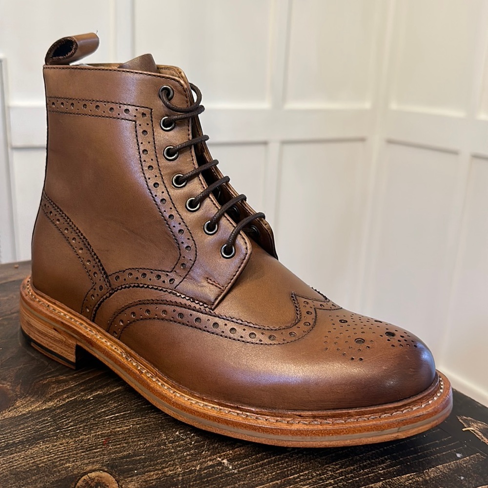 Tan Goodyear Welted Wingtip Brogue Country Boots - Arthur Knight/Chapman & Moore